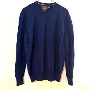 Black Brown 1826 Men's Navy Crewneck Sweater, 100% Italian Marino wool, Sz L